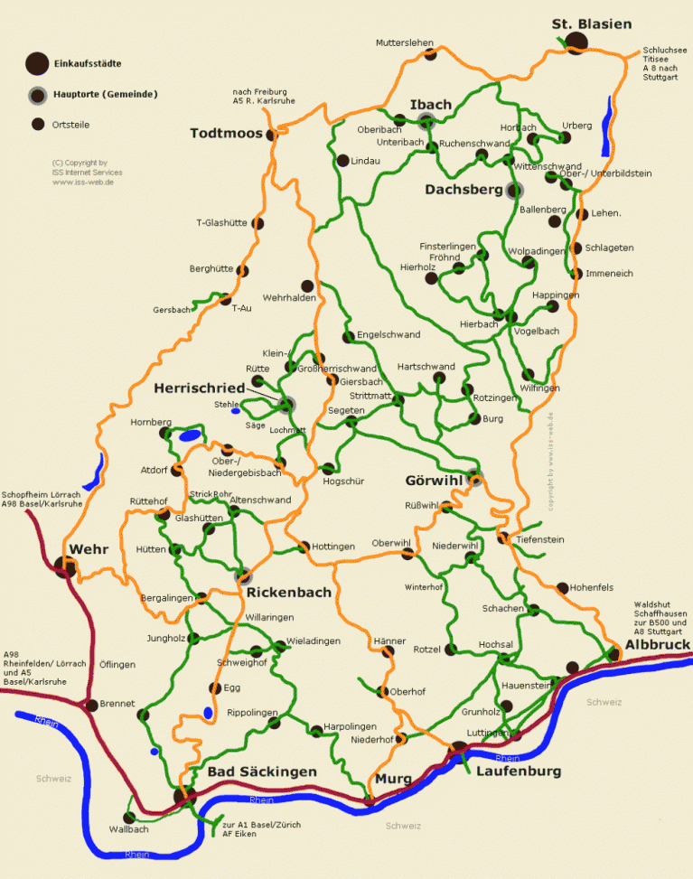 Karte Randorte / Hotzenwald